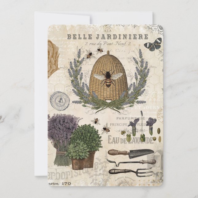 Invitation Abeille Vintage française moderne (Devant)