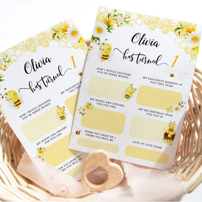 Invitation Abeille voeux heure capsule notes (Créateur téléchargé)
