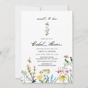 Invitation Abeilles et fleurs   Fête des mariées aquarelle