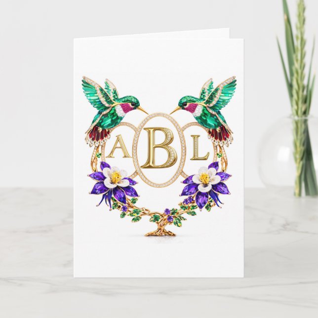 Invitation ABL Hummingbird Any Letters Custom Folded Wedding (Devant)