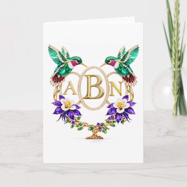 Invitation ABN Hummingbird Any Letters Custom Folded Wedding (Devant)