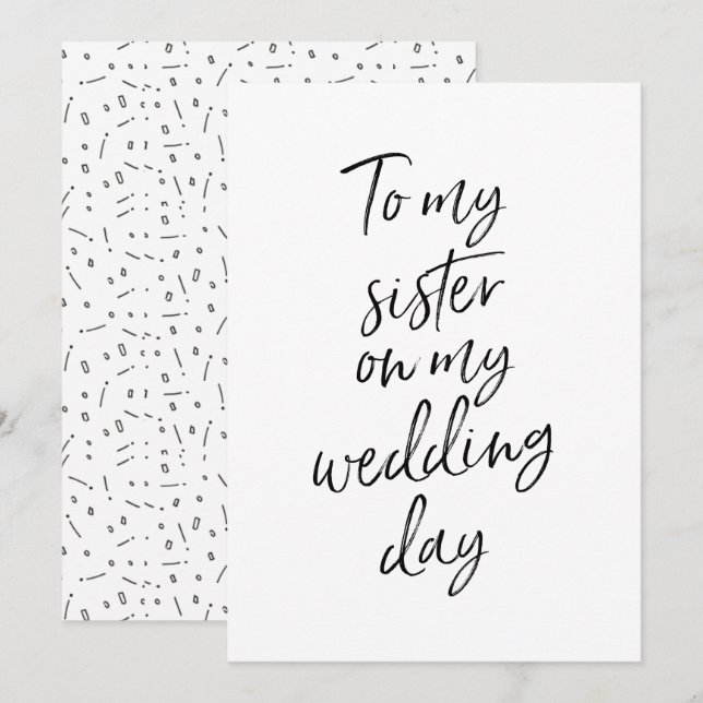 Invitation Abordable à ma soeur le jour de mon mariage (Devant / Derrière)