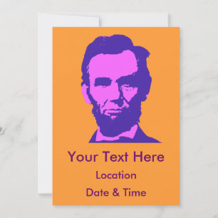 Invitation Abraham Lincoln en Pop Art rose & violet