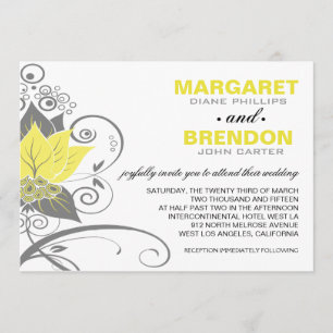 Invitation Abraxas Abstrait Floral   charbon jaune