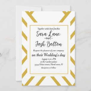 Invitation Abstract geometrical, white and gold