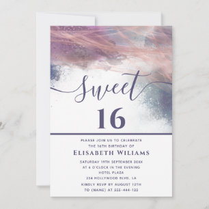 Invitation Abstrait alcool encre rose or script moderne invit