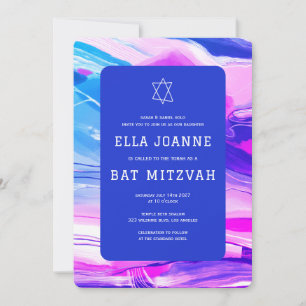 Invitation Abstrait Art Star de David Custom Bar Bat mitzvah