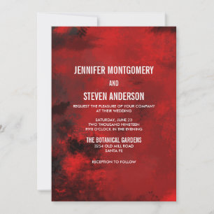 Invitation Abstrait artistique moderne noir et rouge Mariage