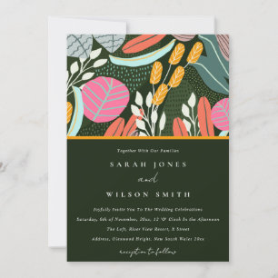 Invitation Abstrait Bold coloré Mariage botanique tropical