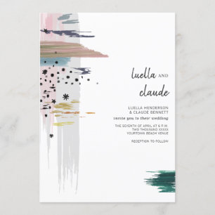 Invitation Abstrait Brushstrokies Mariage moderne