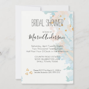 Invitation Abstrait Corail Bleu