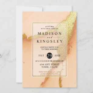 Invitation Abstrait de corail moderne 🌸 Mariage d'huile d'en
