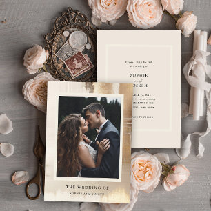 Invitation Abstrait d'or   Élégant Mariage photo