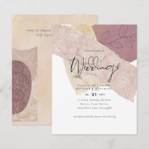 Invitation Abstrait Earth Gold Wedding Inviter Faible Coût Bu