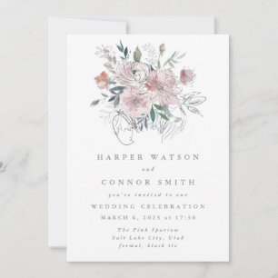 Invitation Abstrait Jardin d'été moderne Florals Mariage