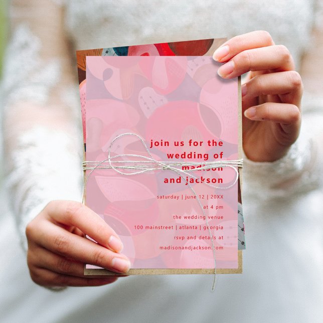 Invitation abstrait moderne coloré simple mariage minimal (modern abstract colorful simple minimal wedding invitation)
