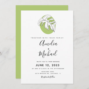 Invitation Abstrait Monstera Main Drake Botanical Green