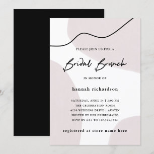 Invitation Abstrait neutre Brunch nuptial en aquarelle
