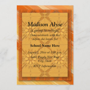 Invitation Abstrait Orange "Off To College"
