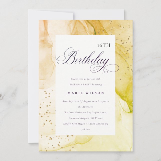 Invitation Abstrait Pastel Earthy Lime Green N'importe quel â (Devant)