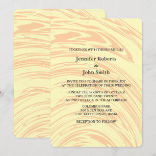 Invitation Abstrait Pêche orange jaune ivoire beige Mariage