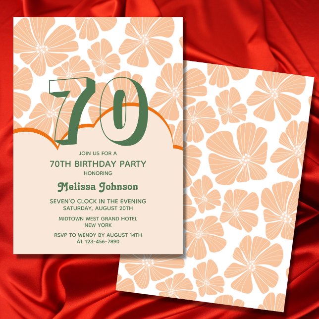 Invitation Abstrait Retro Orange Chamomile Fleur Anniversaire (Créateur téléchargé)