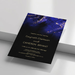 Invitation Abstrait Royal Blue et Gold Alcohol