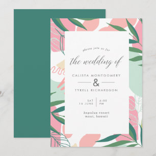 Invitation Abstrait Tropical Feuille Mariage