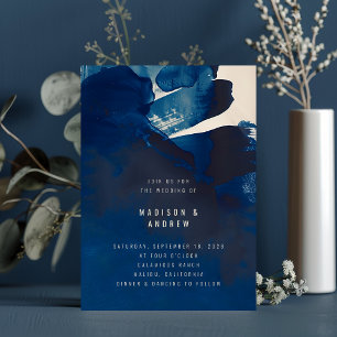 Invitation Abstrait Unique Marine Mariage de peinture d'encre
