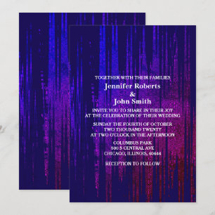 Invitation Abstrait violet foncé Marine bleu Boho Mariage ten