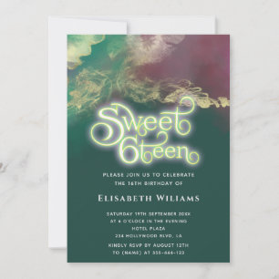 Invitation Abstraite aquarelle encre or typographie moderne