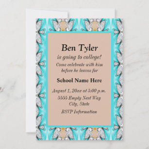 Invitation abstraite bleu et beige pour le départ 
