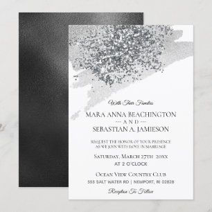Invitation *~* Abstraite brosse gris pointe Parties scintilla