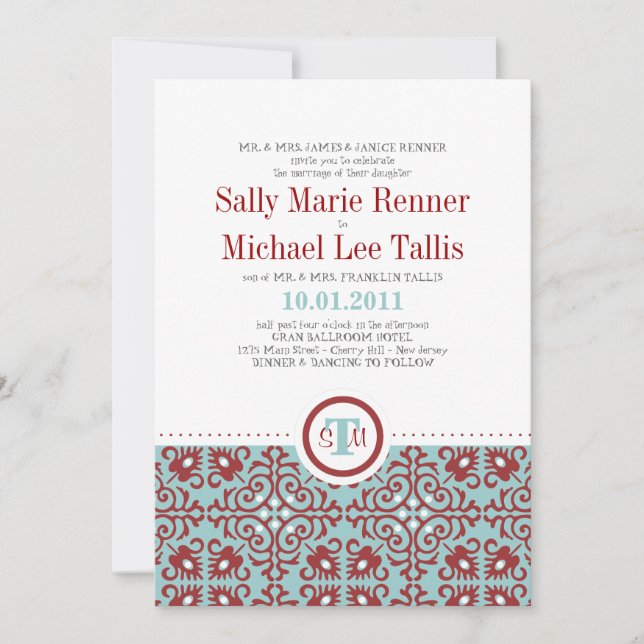 Invitation abstraite de motif de tuile (Devant)