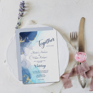 Invitation Abstraite Indigo Lavender Aqua Ink Wedd
