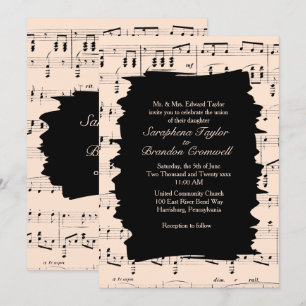Invitation Abstraite moderne Peach Music Mariage