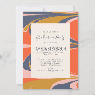 Invitation Abstraite Swirl Retro Colorful Mood Graduation Par
