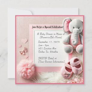 Invitation Accents éléphantsDouche bébé