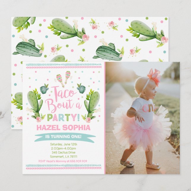 Invitation Accès de taco d'invitation d'anniversaire de (Devant / Derrière)