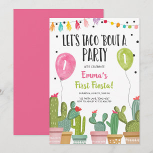 Invitation Accès de taco par anniversaire de fiesta de rose