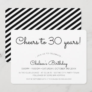 Invitation ACCLAMATIONS à 30 ANS de noir minimal moderne de