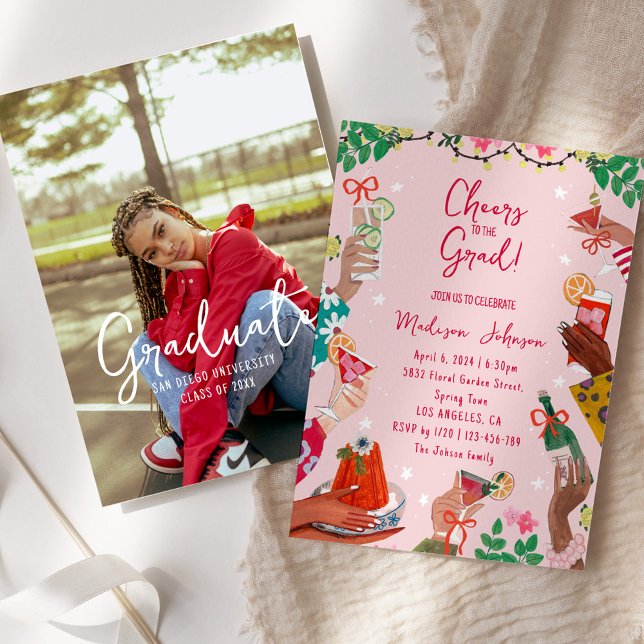 Invitation Acclamations Colorées à la Fête de Remise des Dipl (Colorful Cheers to the Grad Graduation Party Invitation)