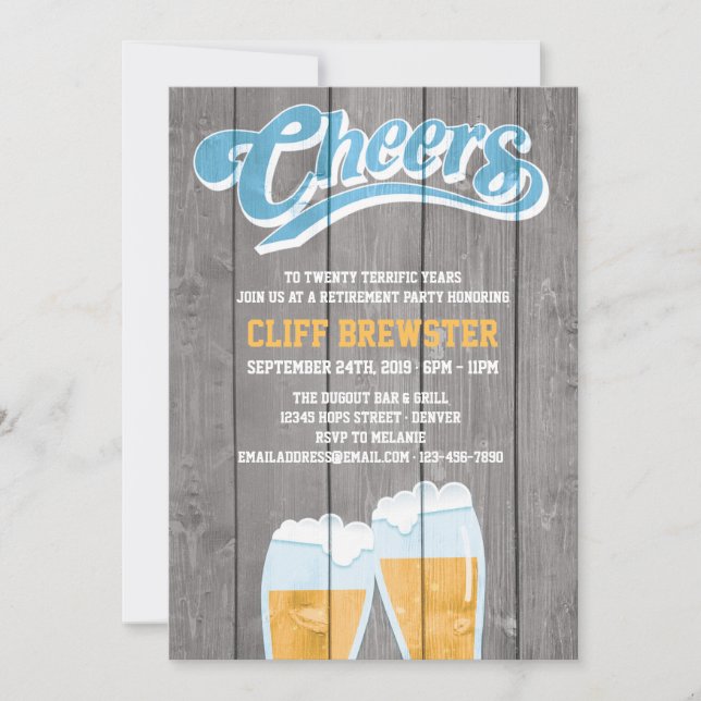 Invitation Acclamations et bières de partie de retraite avec (Devant)