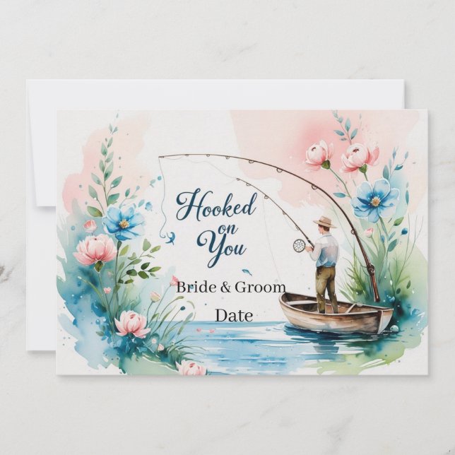 Invitation Accrochez-vous pour la pêche Mariage enregistrer l (Devant)