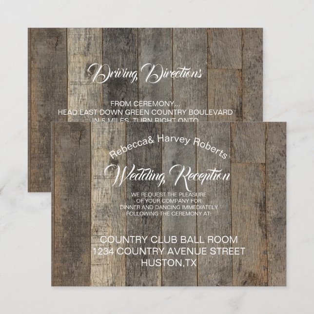 Invitation accueil de mariage à la grange à bois de l'ouest (Devant / Derrière)