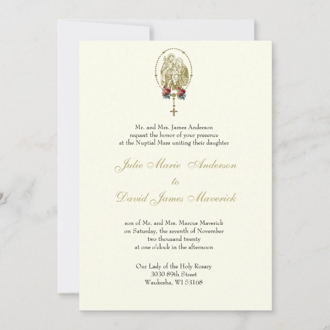 Invitation Accueil de mariage de la Sainte Famille catholique (Devant)
