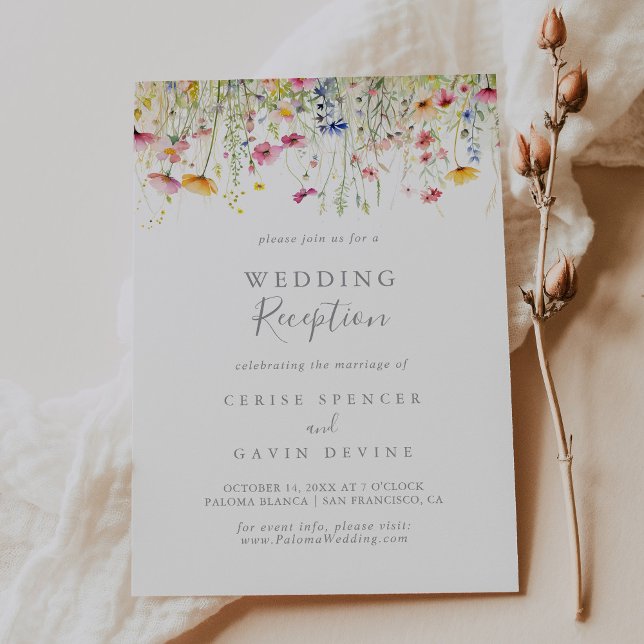 Invitation Accueil de mariage Fleur sauvage coloré Meadow (Créateur téléchargé)