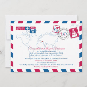 Invitation Accueil de mariage par courrier aérien de Grèce ro