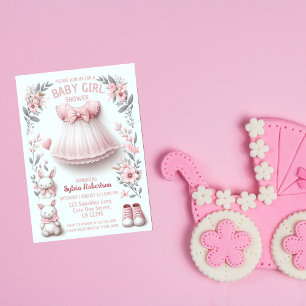 Invitation Accueil Fleur douce : Bébé fille douche