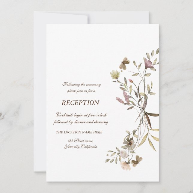 Invitation Accueil Fleur sauvage Whimsical Watercolor (Devant)